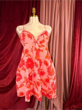 Free people  Pink & Red Floral Slip Dress